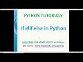 Python Tutorials If elif else in python python if condition