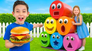 Kids Feed Funny Monsters | Colors, Shapes & Healthy Food