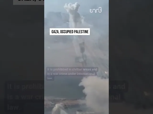 ⁣A witness captures Israeli forces using white phosphorus in residential streets in Gaza.