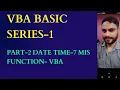 Part - 2 Date Time 7 Mis Function VBA Lesson