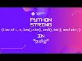 Python Tutorials - Python for Beginners Python String Data type in Tamil