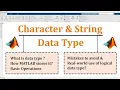 Data type in matlab Part-3 Character data type in matlab String data type in matlab