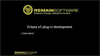 1 Hello World - Eclipse E3 Plugin Development