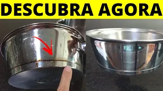 Como limpar 100% panela de inox queimada com gordura + produtos e qual bucha usar
