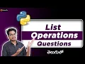Convert List to Dictionary Python Interview Questions Telugu