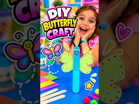 DIY Popsicle Stick Butterfly Craft | Easy Kids Toy #diy #craft #craftyfun #kids