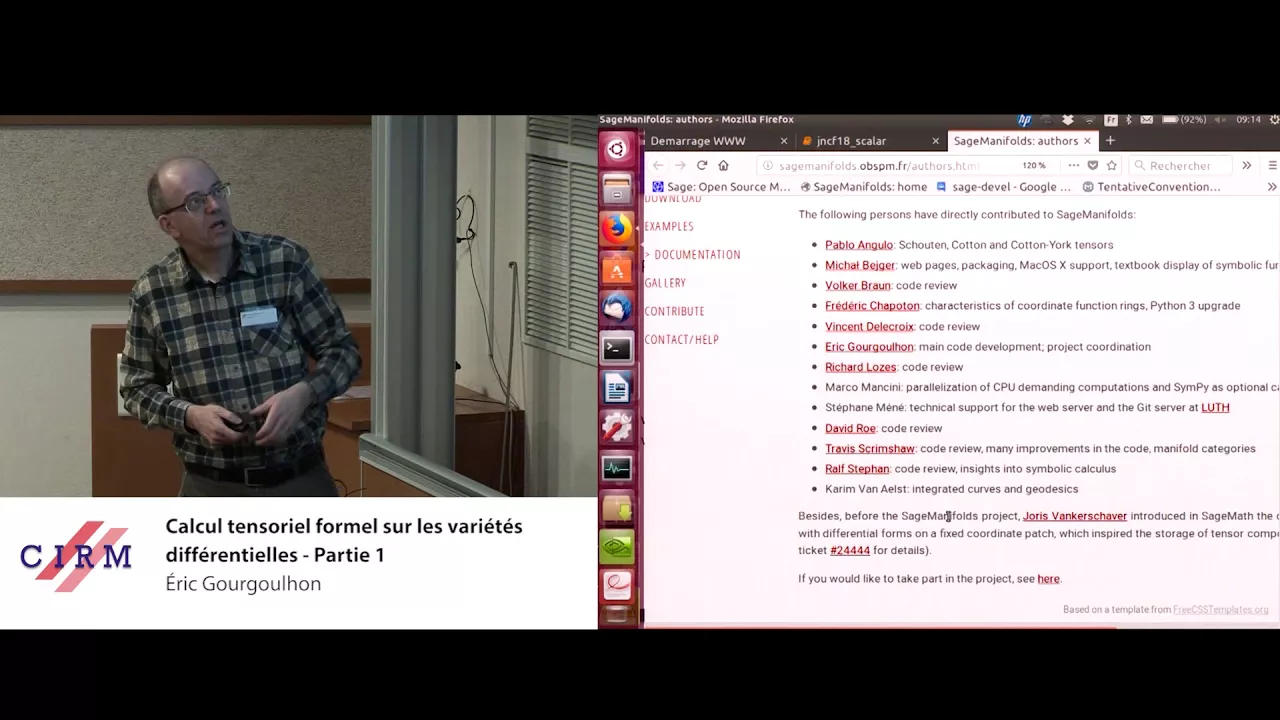 Éric Gourgoulhon : Calcul tensoriel formel sur les variétés différentielles - Partie 1