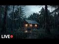 Download Lagu LIVE 🌌 Heavy Rain \u0026 Thunderstorm Ambience | Cozy Forest Cabin Rain Sounds for Sleep