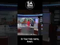 Bill Taylor prays with Deborah Knapp of KENS-TV before her final broadcast on May 21 2025