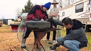 We bought an ancient tire changer Can we figure this out Henderson model A