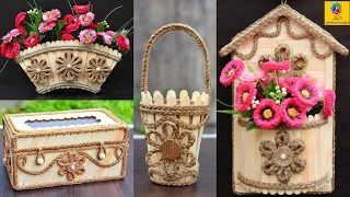 Waste material craft ideas | Jute and popsicle room decorating ideas