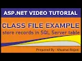Insert records to SQL Server table using class file in ASP NET