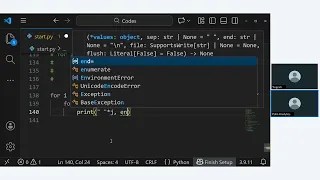 Python 11 AM Batch Pattern Printing Training Session 8