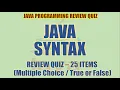 Java Syntax Review Quiz Java Programming Tutorial Series