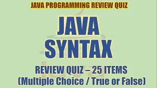 Java Syntax Review Quiz Java Programming Tutorial Series