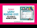 Editable Weekly Reading Logs - Fiction and Nonfiction
