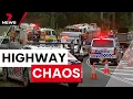 Chaos on Bruce Highway as 15 vehicles involved in two separate crashes 7 News Australia