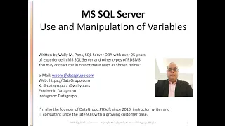 MS SQL Server Use and Manipulation of Variables