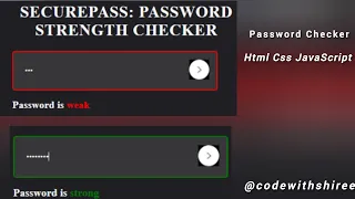 Password Strength Checker HTML CSS JavaScript Tutorial