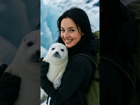 Heartwarming Rescue Girl Gently Saves Baby Seal Trapped in Ice and Releases It to the Ocean #animals