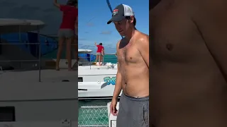 Water delivery by ⛵️ in the middle of deserted Bahama islands #offgrid #boatlife #bestfriend