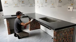 Professional Kitchen Granite Install Technique - From Concrete Frame To Complete Kitchen Countertop