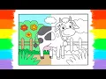 How to Draw and Color Cute Cow Coloring Page