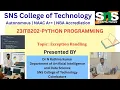Exception Handling PYTHON PROGRAMMING SNS Institutions