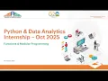Python Data Analytics Internship Session 8 Functions Modular Programming SASF