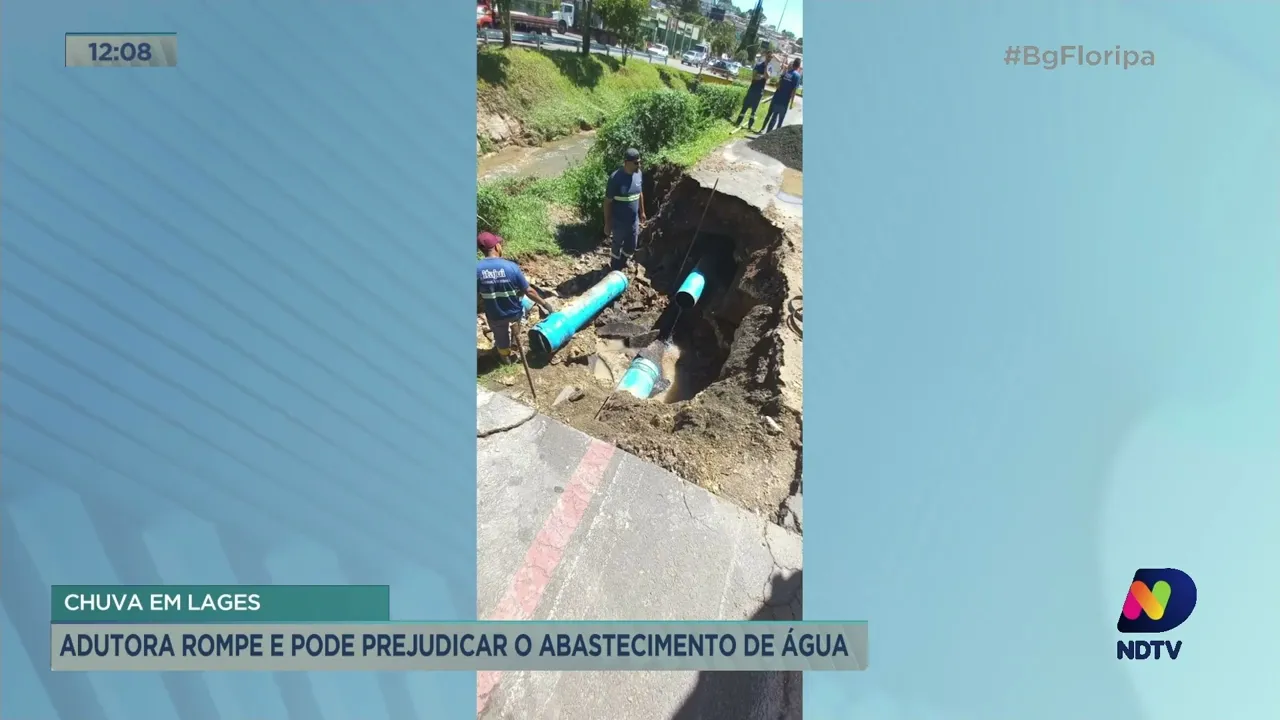Abastecimento de água pode ser prejudicado após o rompimento de adutora da cidade de Lages