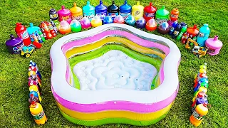 Big Pool and Water Slide with Big Toothpaste Eruption, Coca Cola Fanta, Sprite and Mentos