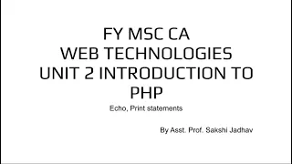 Web Technologies Echo Print statement