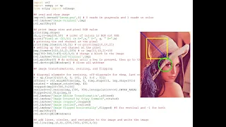 OpenCV read show write image pixels and color channels geometric transformations annotations