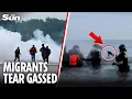 Download Lagu French cops unleash TEAR GAS on migrants trying to board small boats to Britain