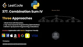 LeetCode 377 Combination Sum IV Explained Crack Coding Interviews Like a Pro 3 Approaches