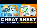 Florida DMV Cheat Sheet 2026 Test Questions Verified Correct Answers