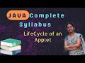 Life cycle of an applet with sample program in java java course in telugu