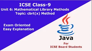 cbrt x Method in Java Math cbrt x in Java Methods of Math Class Computer Applications Class 9