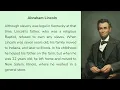 Reading Exercise with answers - Abraham Lincoln Level B