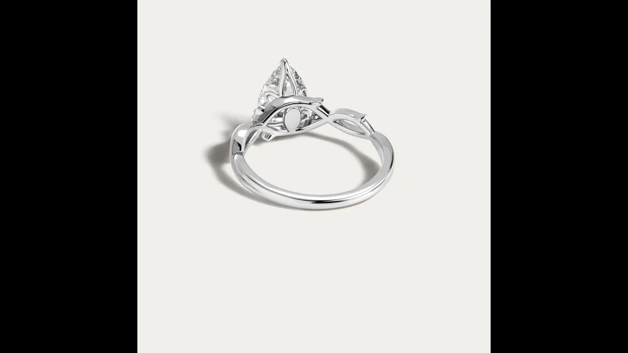 Cecily丨Pear Cut Lab Diamond Intertwined Accent Engagement Ring