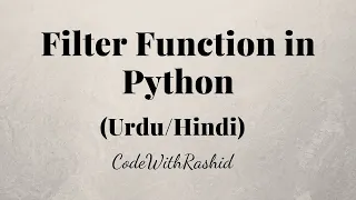 Filter Function Python Tutorials In