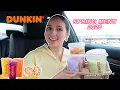 TRYING DUNKIN S SPRING MENU 2026 banana puddin latte glamberry berry acai wedding cake donuts