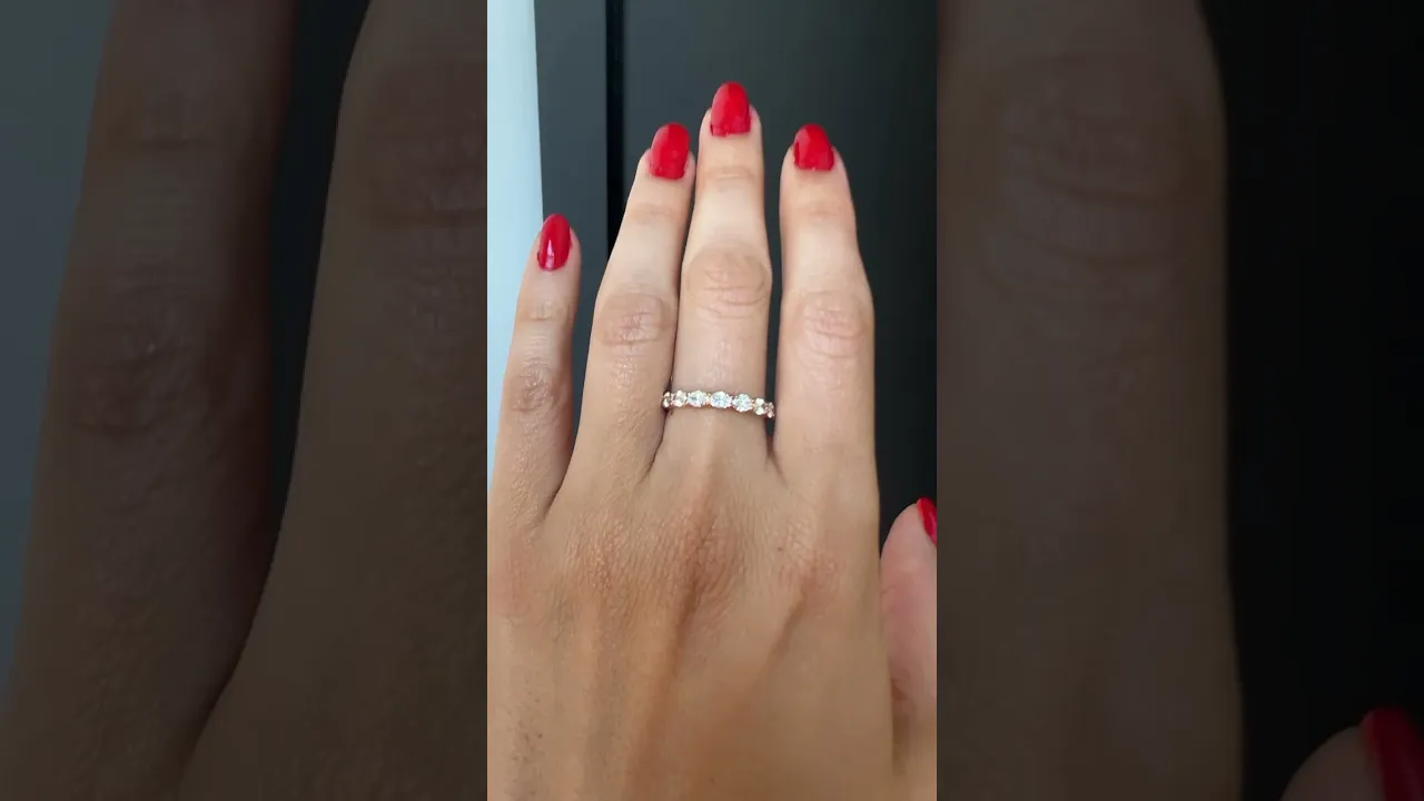 14K Gold Oval Cut Three Quarter Way Eternity East West Prong Set Lab Grown Diamond Wedding Band Ring