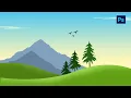 How to draw Easy Landscape on Photoshop tutorial Beginners