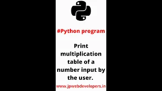 Python Programming Series Python Programs in BCA Multiplication Table in Python jpwebdeveloper