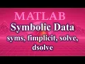 Symbolic mathematics in MATLAB syms fimplicit solve dsolve