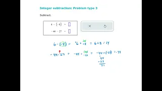 Integer subtraction - problem type 3 ALEKS examples