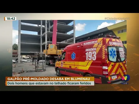 Galpão pré-moldado desaba em Blumenau