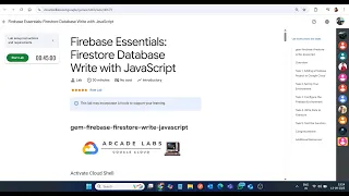 Firebase Essentials Firestore Database Write with JavaScript Lab Solution Google Arcade 2025