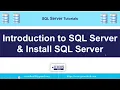 01 - Introduction SQL Server and INSTALL SQL Server and Management studio